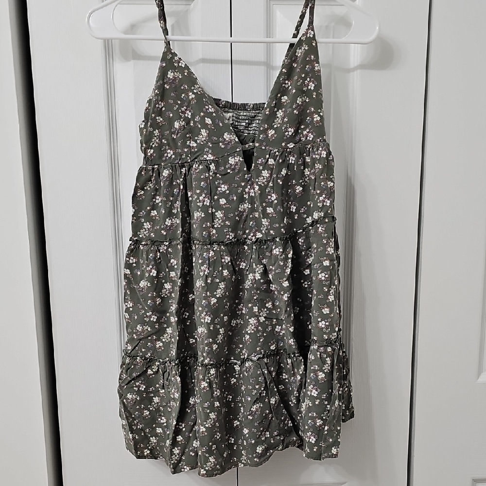 Aeropostale Floral Mini Dress - Olive and White